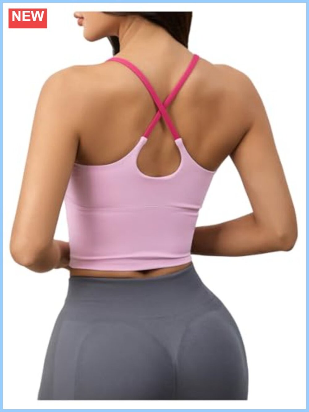 Built in Bra Tank Top Racerback Longline Scoop Neck Sleeveless Workout Top